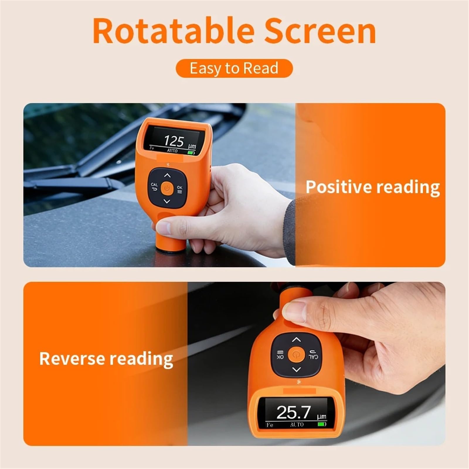 0-9900μm Tester grubości powłoki lakierniczej Wbudowany ekran LCD Bluetooth Auto Samochodowy miernik grubości folii Fe NFe Sonda miernika(CTG-1)