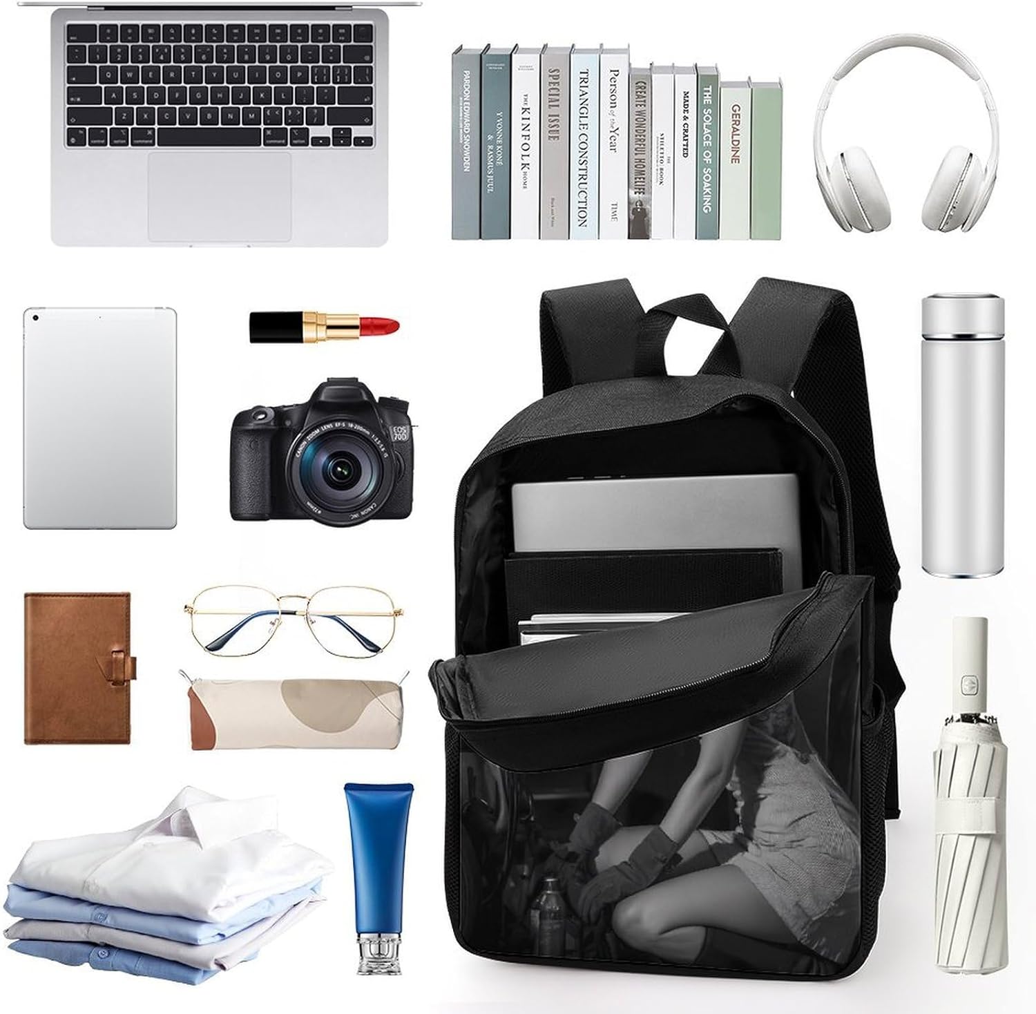 Repair Pinup Travel Backpack 17 Inch Casual Daypack Bag with Adjustable Shoulder Straps