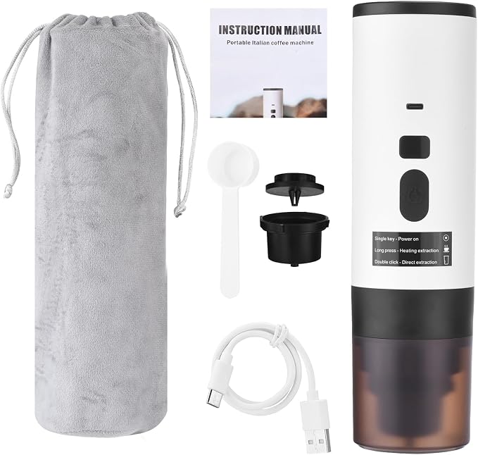Cafetera portátil compacta automática 15Bar con display digital para viaje camping oficina miniatura 6