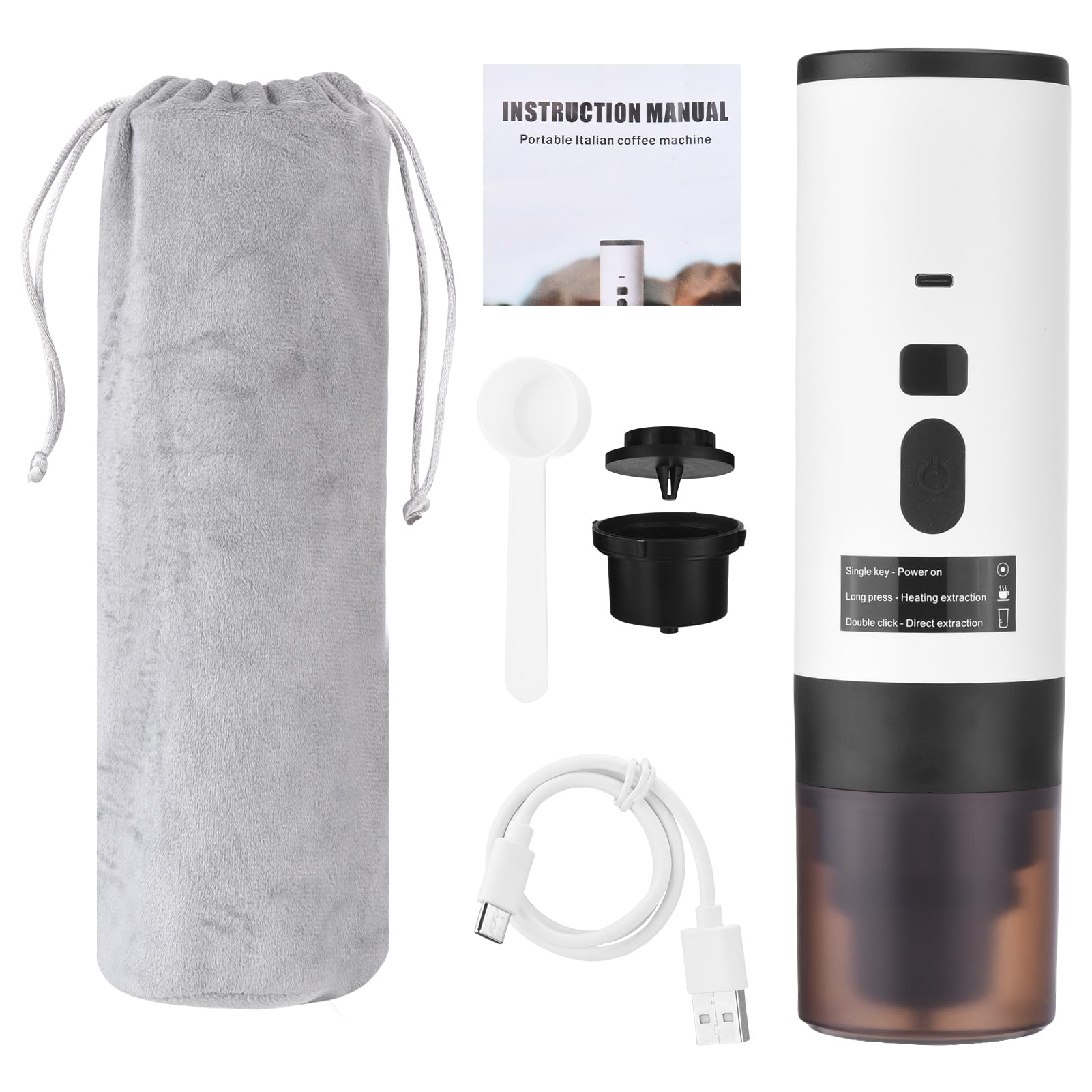 Máquina de café Portátil 3 en 1 Automáticamente Calefacción Inalámbrica de 15 Bar con Pantalla Digital