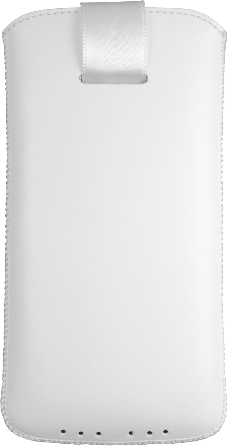 Genuine Leather Case Compatible with Google Pixel XL with Flap and Pull-Out Tab White