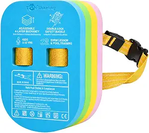 Swim Float Kids Back Belt with Dual-Lock Buckle, Adjustable Buoyancy for Ages 3-12, 140 lbs Capacity