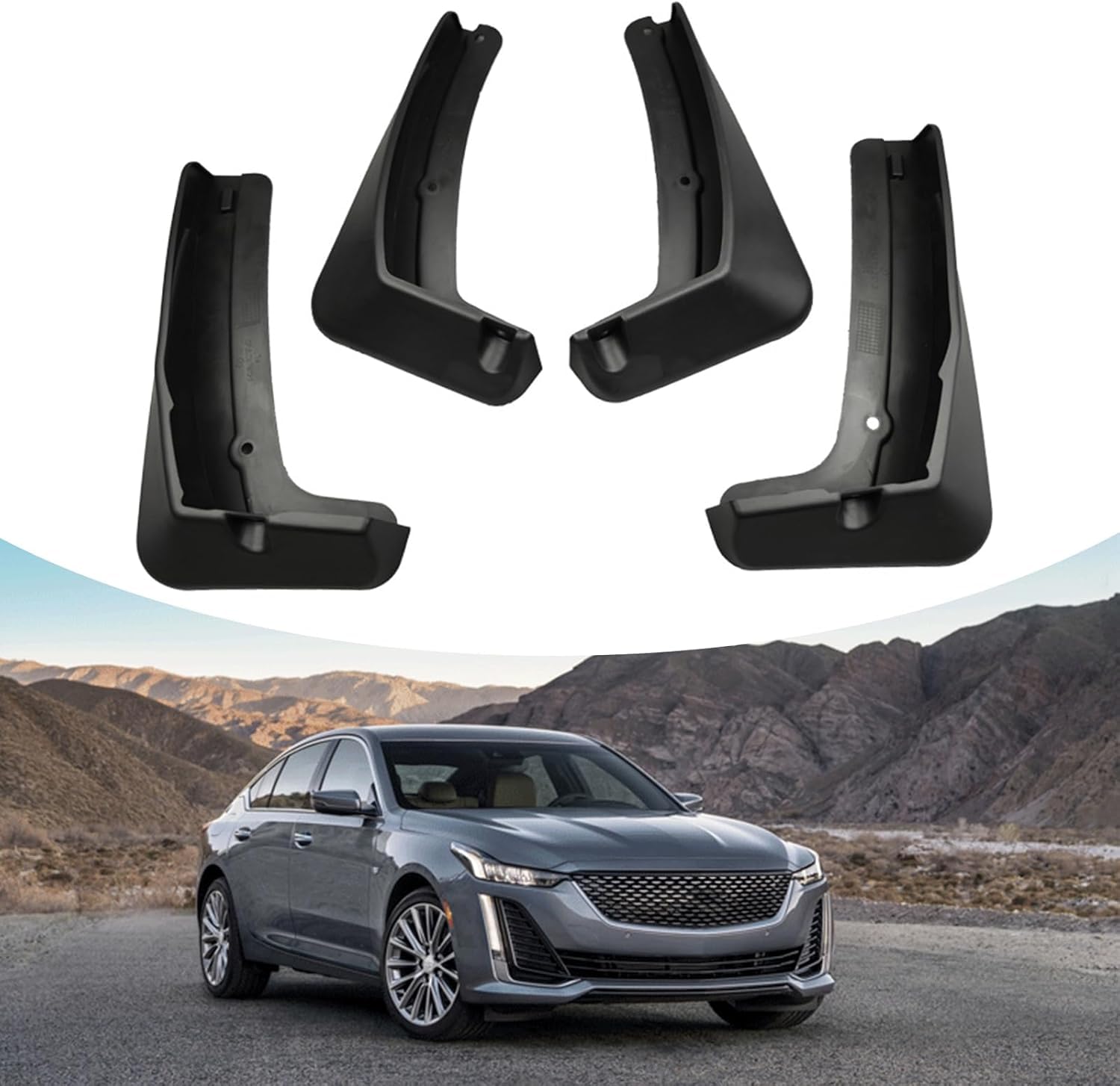 RSCBB 4 Pcs Car Mud Flaps Splash Guards for Cadillac CT5 2019-2025, Easy Installation Mudguards Front Rear Mud Flaps Splashproof Waterproof Car Accessories