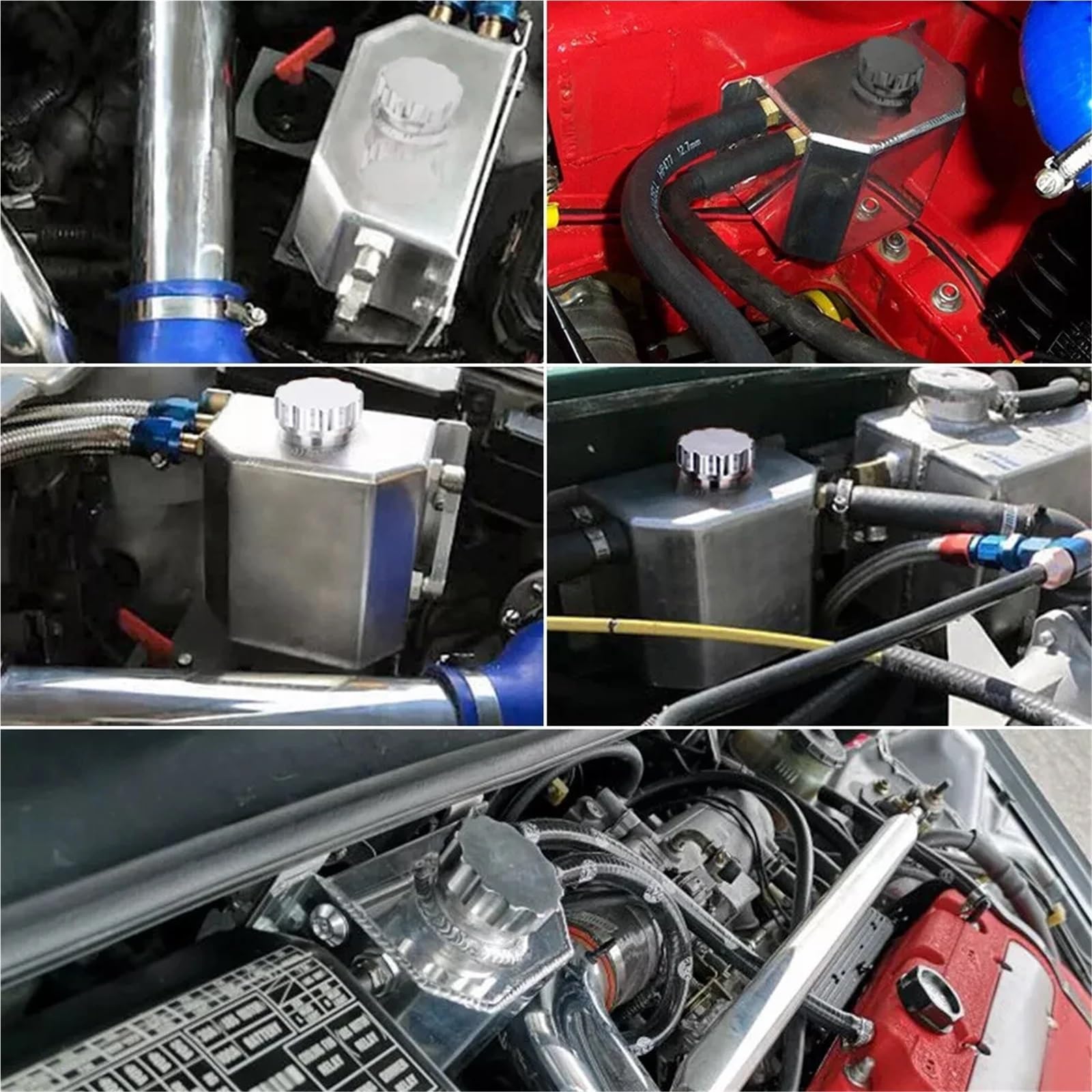 Wyrównawczy Płynu Chłodzącego 1L Aluminiowy Zbiornik Na Płyn Chłodniczy, Zbiornik Na Wodę Do Odzysku Nadmiaru Płynu Chłodzącego, Uniwersalny Zbiornik Na Płyn Chłodniczy(Silver)