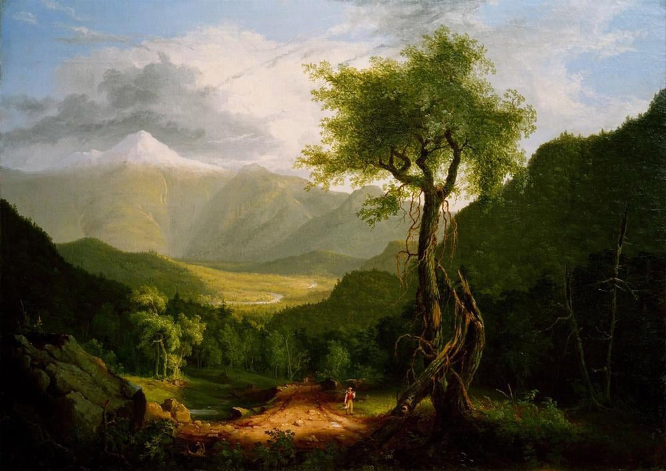 SERENDIPITP Vintage Wall Art Canvas Nordic Poster Canvas Print Picture View in the White Mountains by Thomas Cole Wall Art Poster for Home Decor 60x90cm