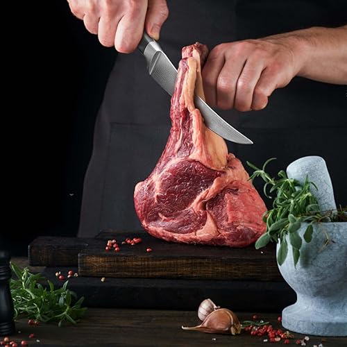 Miniatura 7 de Cuchillo deshuesador profesional de 6 pulgadas con caja de regalo, cuchillo deshuesador para cortar carne, cuchillo de deshuesado afilado para