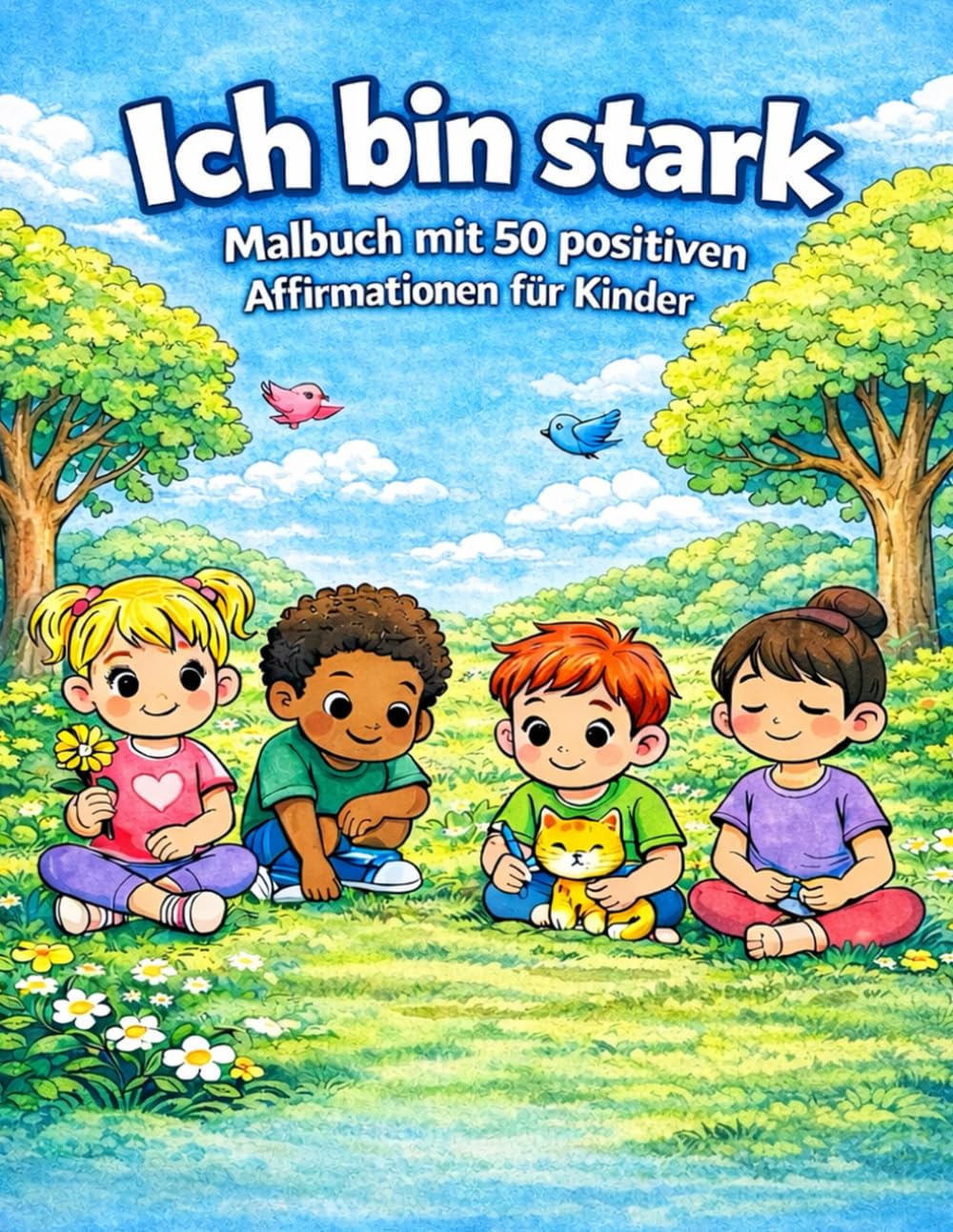 Ich bin stark: Malbuch mit 50 positiven Affirmationen für Kinder