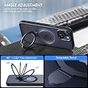 AIBEX Back Cover for Apple iPhone 13 / Apple iPhone 14 MagSafe Compatible with OStand Ring Kickstand Magnetic Metal Alloy Ring | Wireless Charging | Slim Thin Scratch Resistant Armor - Black gallery image