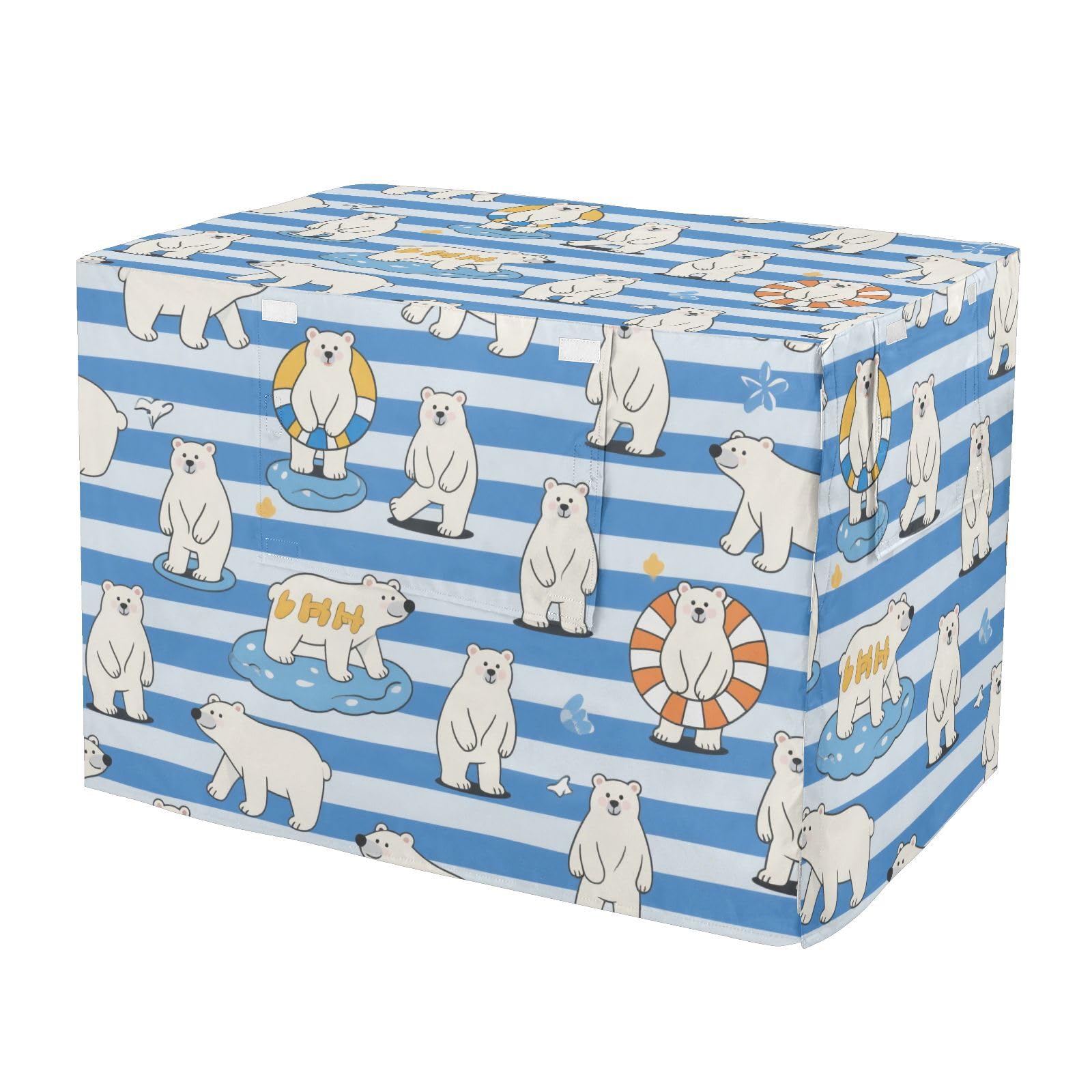Copertura per gabbia per cani a righe blu e bianche