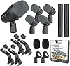 happymusic M7 Wired Drum Microphone Kit,7-Piece Full Metal Dynamic Mic-Kick Bass Snare and Cymbals,Use for Drums Vocal Other Instrument Complete with Thread Clip Inserts Mics Holders,Carrying Case