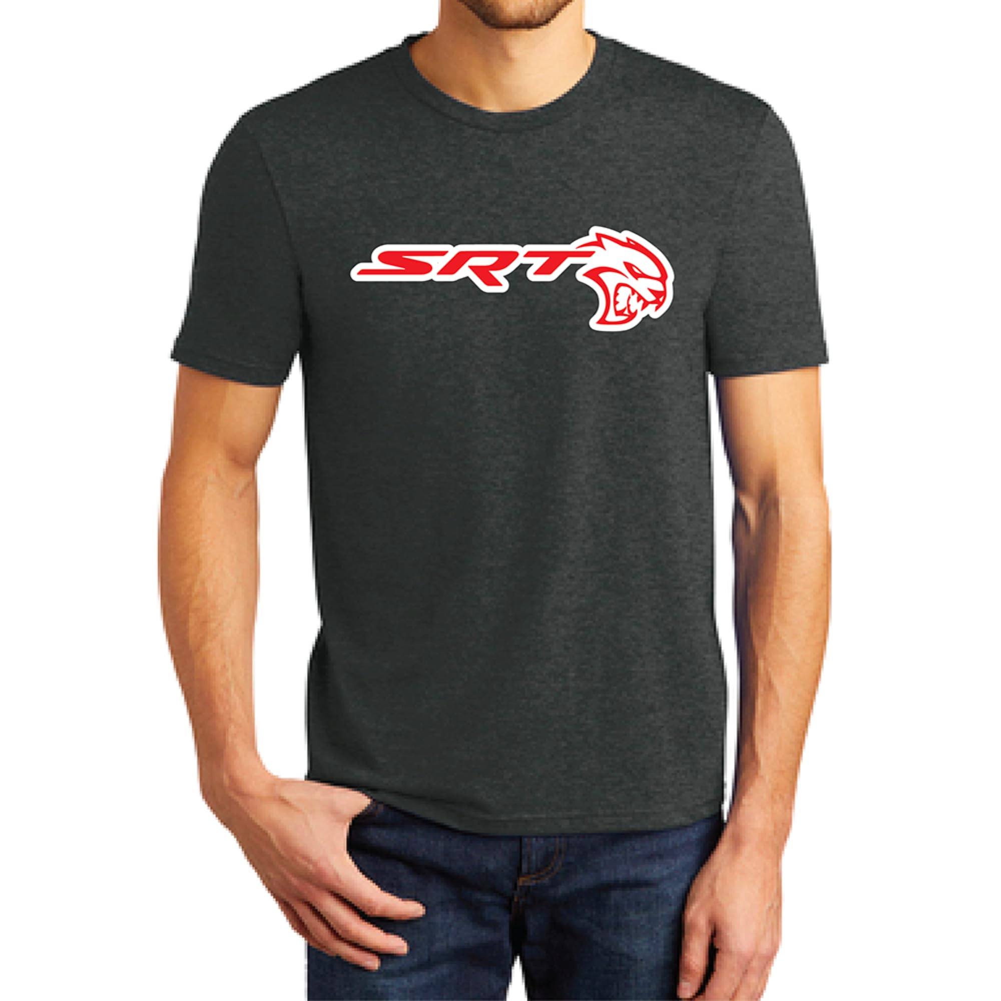 Detroit Shirt Company Men's Dodge SRT Hellcat T-Shirt (Heather Black)