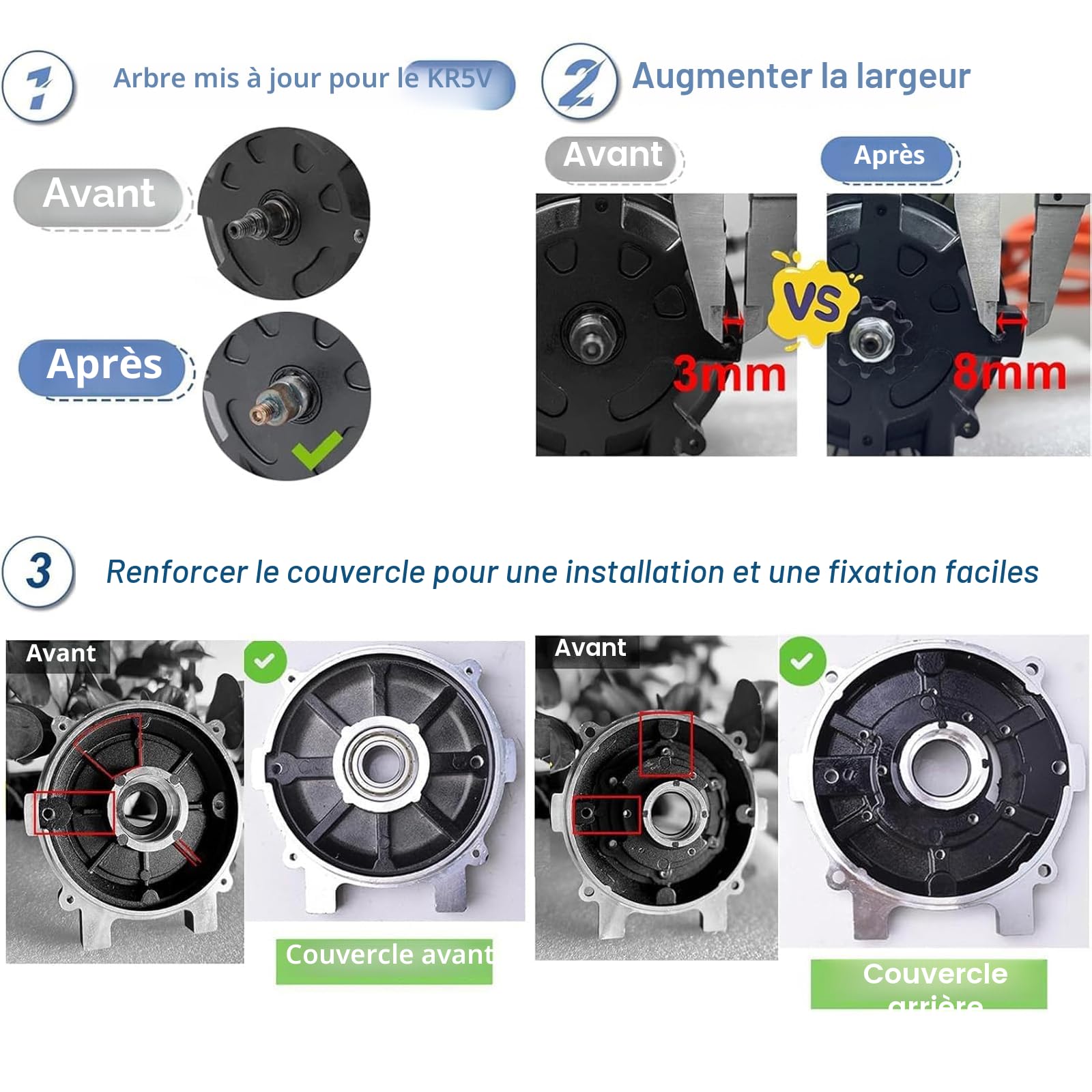 Kunray Moteur électrique 72 V 5000 W - Moteur électrique haute performance amélioré - 6800 tr/min - Pour kart, scooter, Dirt bike, ATV/moto, Razor - Kit de mise à niveau (kit moto 5000 W)