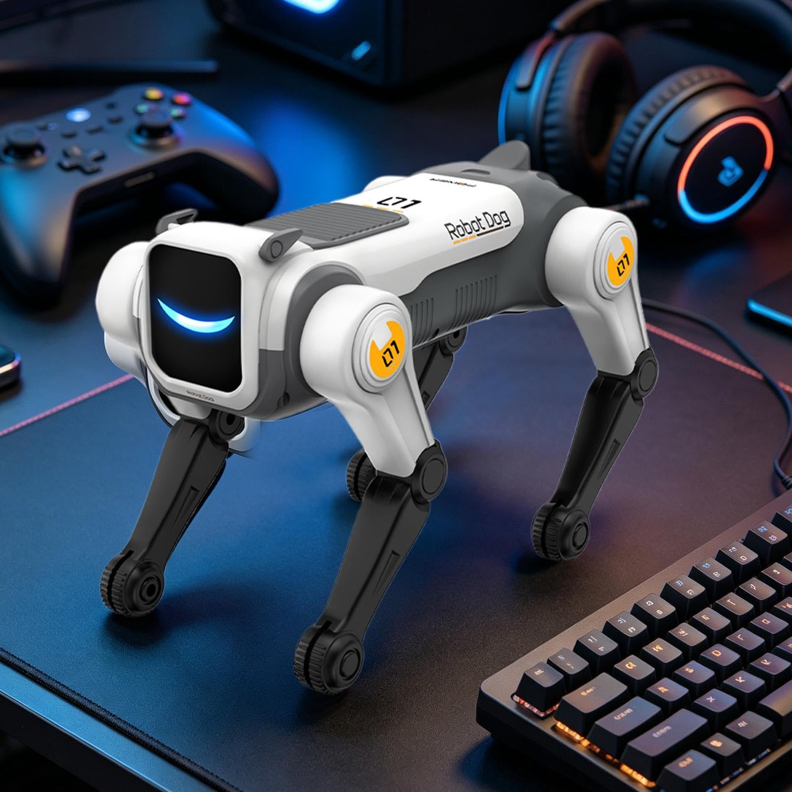 Perro Robot Control Remoto 2.4GHz y Activación por Voz | Perros Robot Mascota Interactivos con IA para Niños Niñas Juego Aprendizaje Educación Entretenimiento Interior Habitación
