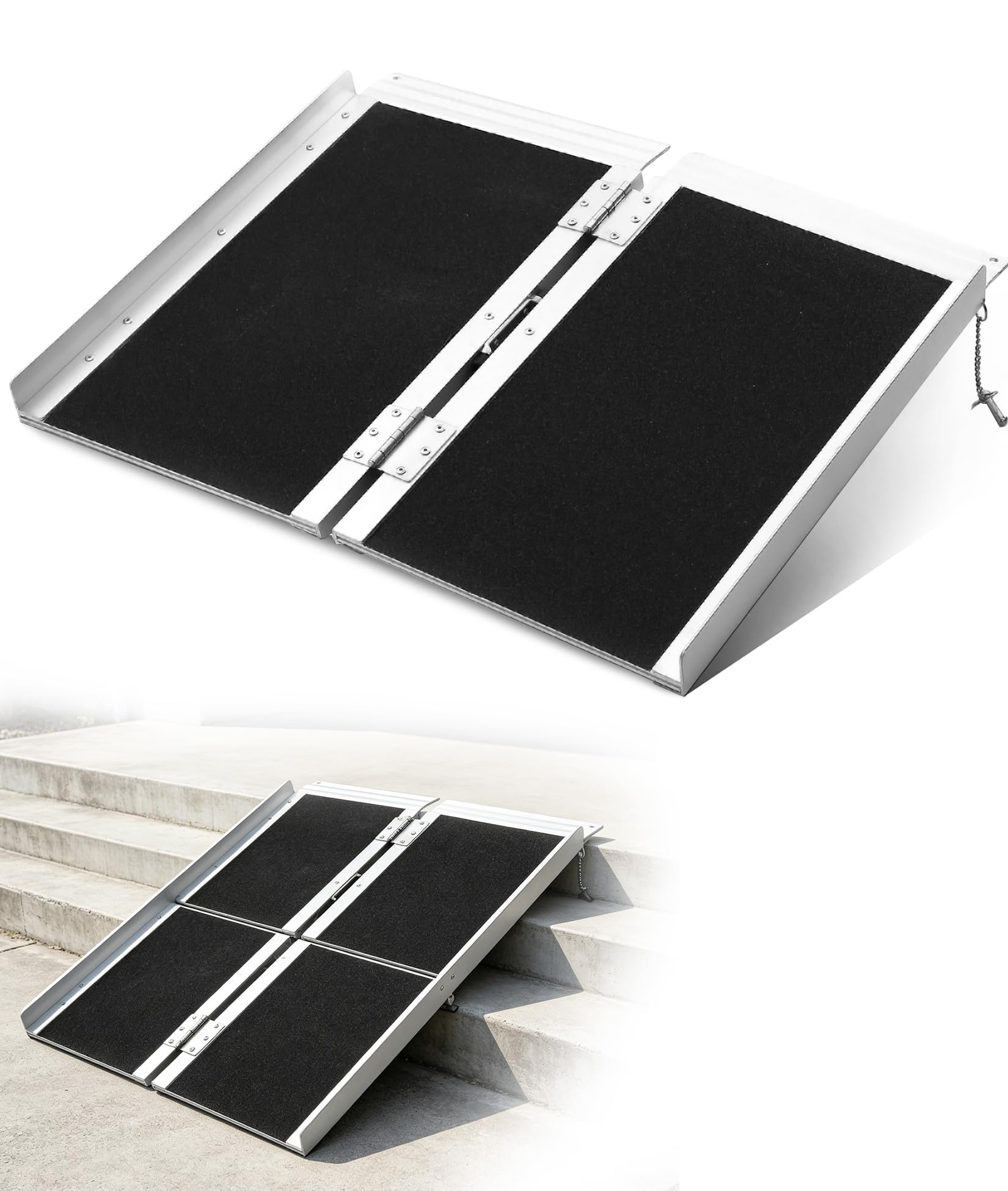Barandillas para Rampas de Acceso para Sillas de Ruedas, Rampa de Aluminio para Sillas de Ruedas con Superficie Antideslizante, Portátil Plegable para Sillas de Ruedas,60cm