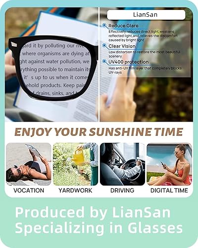Miniatura 3 de LianSan Gafas de sol de lectura multifocales progresivas, para mujeres y hombres, lentes multifoco con bisagra de resorte UV400 para lectores solares
