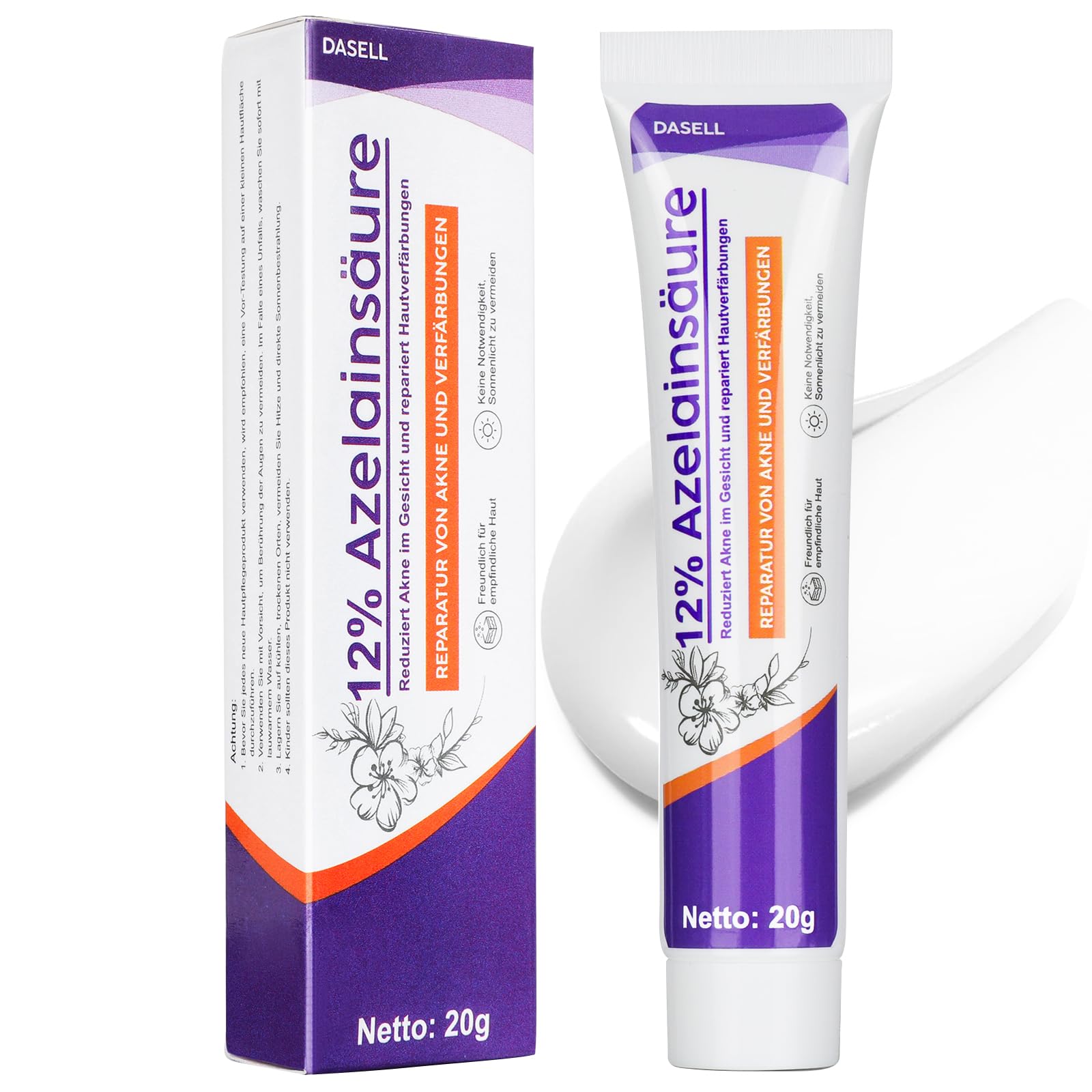 Azelainsäure Gesichtsserum, 12% Azelaic Acid Serum, Gegen Rötungen, Anti Pickel, Rosacea Gesichtspflege, Pigmentierung Vermindern, 20g