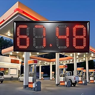 Electronic Fuel Price Sign, Gas Station Price Display Screen with Remote Control, Adjustable 7 Levels of Brightness and 3D Visual Effects, Aluminum Alloy Housing