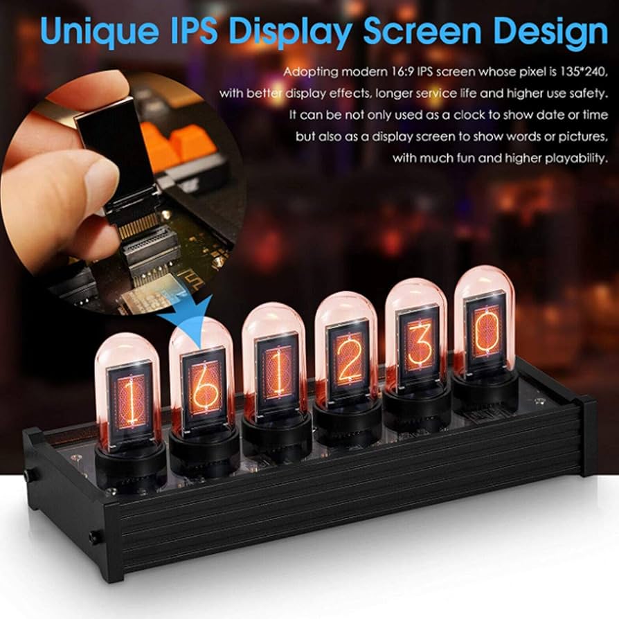 置き時計　ニキシー管　時計 LED グロー IPS カラースクリーン Amazon.co.jp: DIY ニキシー管時計、IPS カラースクリーングロー