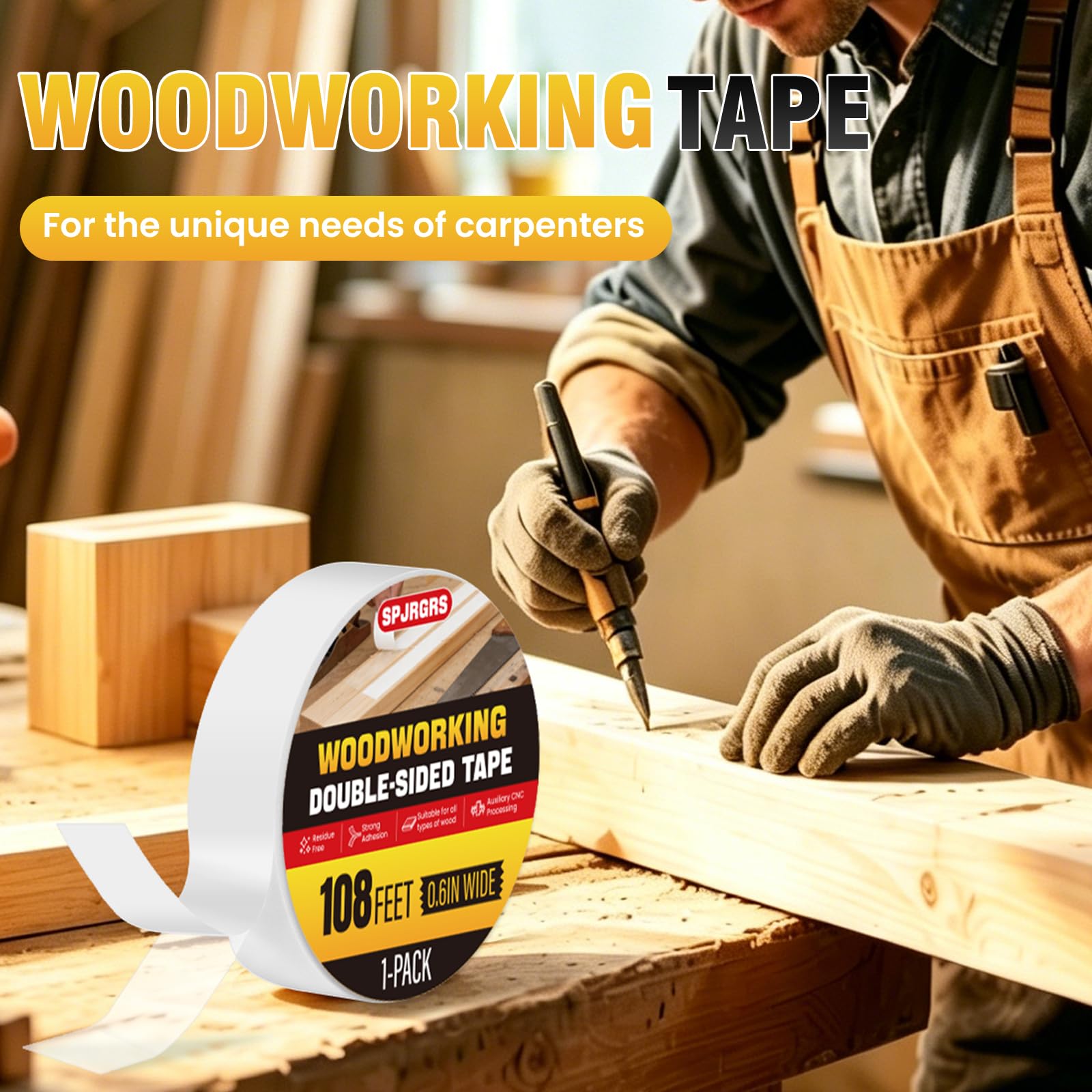 Woodworking Tape - Strong & Residue-Free -5
