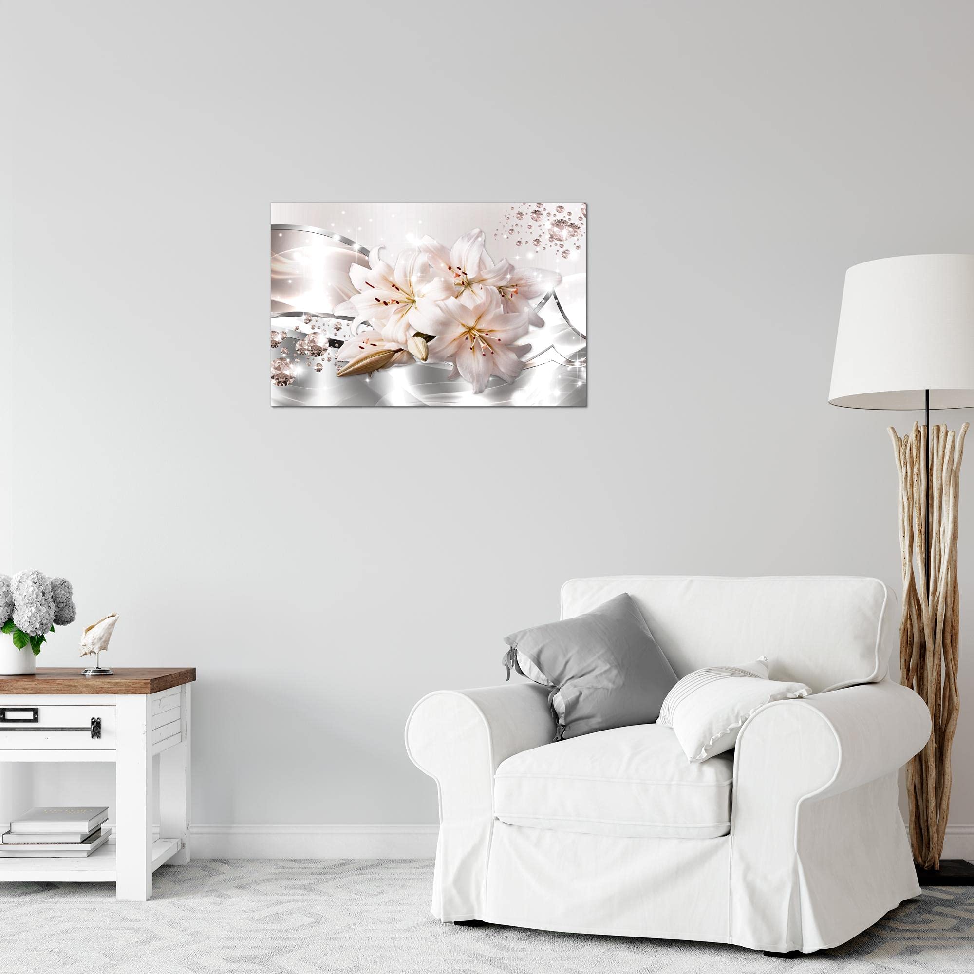 Runa Art Cuadro Flores Lirios Moderno Murales - 100% Made In Germany - Diamante Beige Gris Corredor 021815a