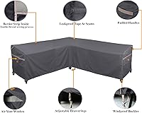 Vista 3 de Fundas impermeables para muebles de patio, resistentes a la decoloración, fundas de sofá en forma de V, 85 pulgadas de ancho (en cada lado) x 33