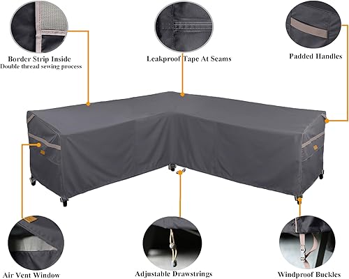 Miniatura 3 de Fundas impermeables para muebles de patio, resistentes a la decoloración, fundas de sofá en forma de V, 85 pulgadas de ancho (en cada lado) x 33