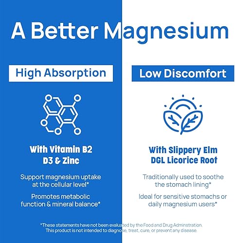 Miniatura 5 de Selerb Complejo de magnesio glicinato malato citrato óxido - Apoya la calma, el sueño, los músculos y la energía con D3, B6, zinc, olmo resbaladizo
