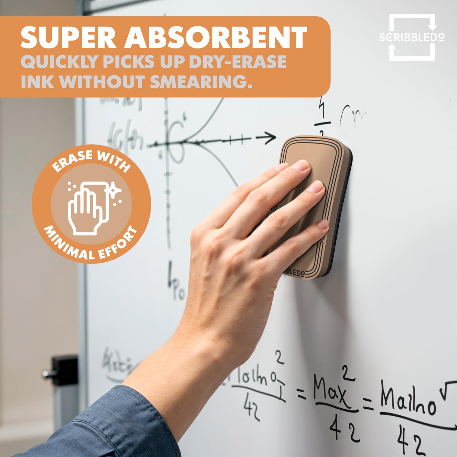 SCRIBBLEDO Boho trocken abwischbarer Radiergummi für Whiteboard-Radierer, 2 Stück, 5,1 x 10,2 cm, Whiteboard-Radiergummis für Lehrer, Klassenzimmer, Büro, Zuhause, Schule, magnetisch, trocken