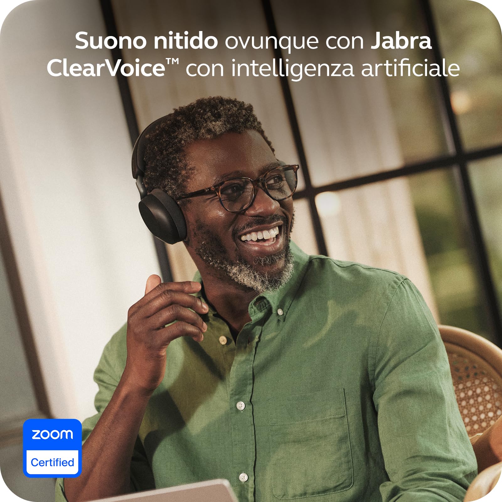 Jabra Evolve3 75 Cuffie On-Ear Wireless Bluetooth con Microfono per Lavoro, USB-C, AI Chiamate, Cancellazione Rumore Attiva Avanzata, 22h Batteria, per App Meeting Online, Nero