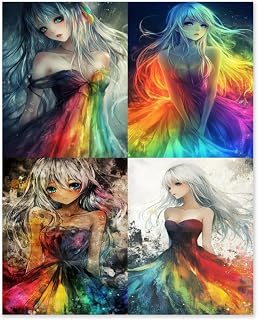 Anime character with colorful hair-108128 Paint by Numbers Kit for Adults,Modern Aesthetic Paint by Number on Canvas, Abstract Art Digital Oil Painting Kits Suitable for Home Wall Decoration Gift 16"x