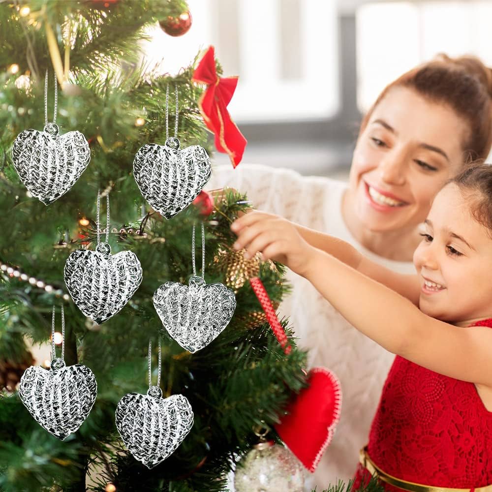 　　XMAS　DECORATION　HEART Amazon.com: 24 Pieces Heart Shape Christmas Glass Ornaments