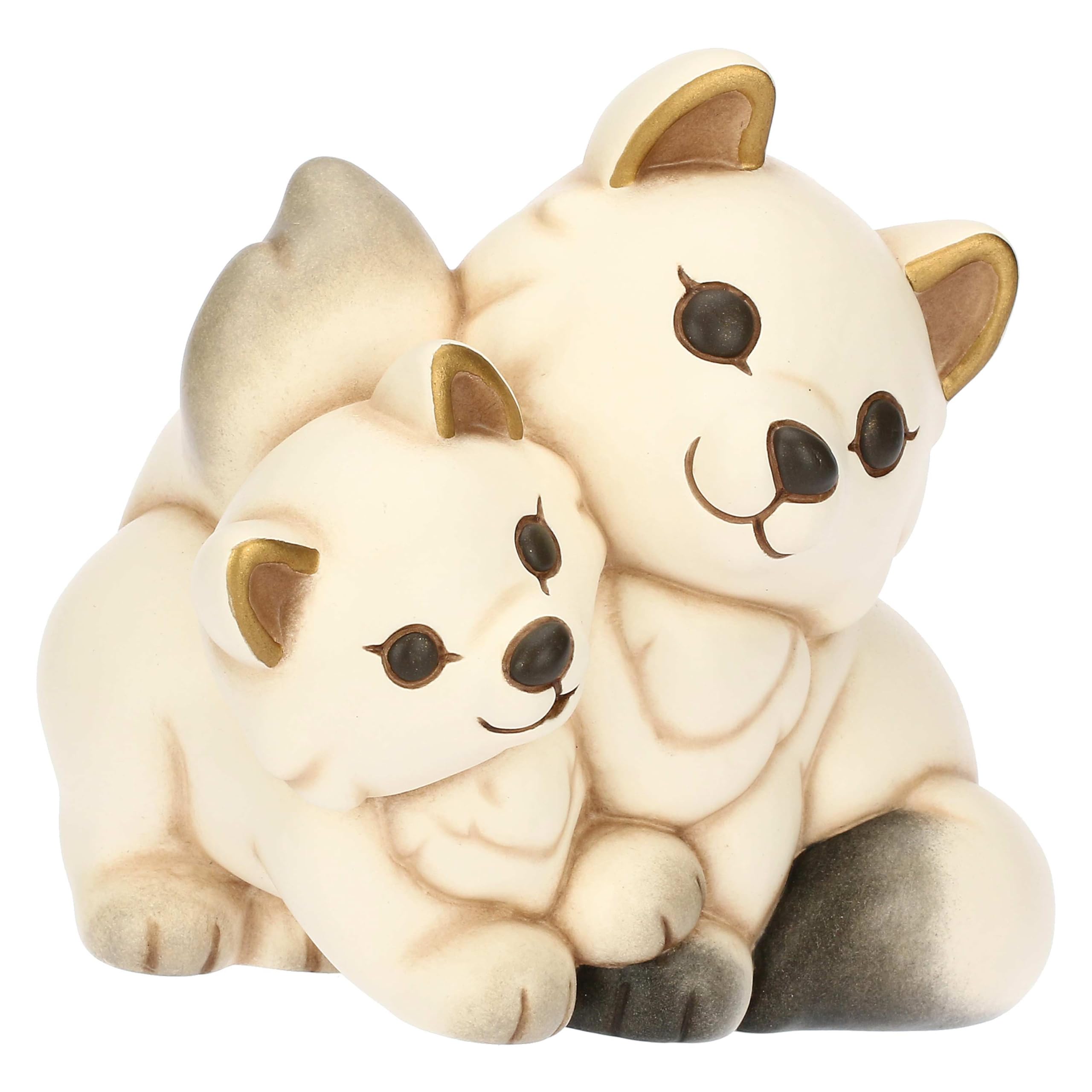 THUN, Zorro Blanco Perla con su Madre de cerámica, versión Grande, colección de Invierno Encantado, Figuras coleccionables, Idea de Regalo para Navidad, 12,9 x 9,9 x 11,6 cm