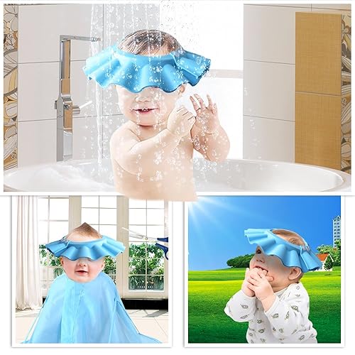 Miniatura 6 de Gorro de baño con champú seguro para la ducha, suave y ajustable, visera para niños pequeños, bebés, niños (azul) Azul,Azul Niebla,Rosado,Rosado