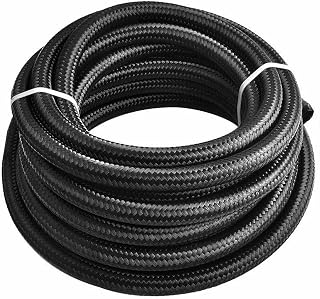 8AN 20Feet Stainless Steel Nylon Braided Fuel Line Hose Oil Gas Hose Oil Line Hose Black