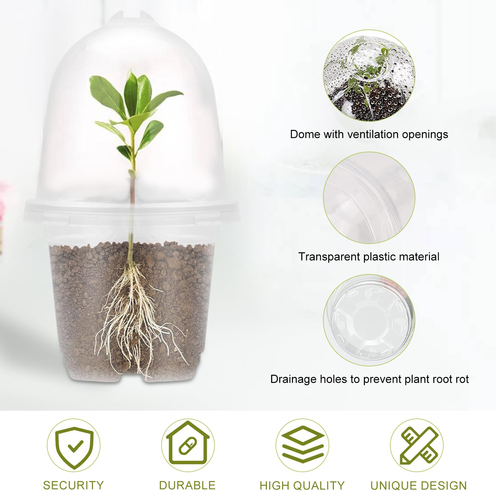 10 Vasi Per Orchidee In Plastica Trasparente Con Fori Di Areazione - Diametro 10 Cm, Altezza 8,5 Cm, Ideali Per Interni/Esterni