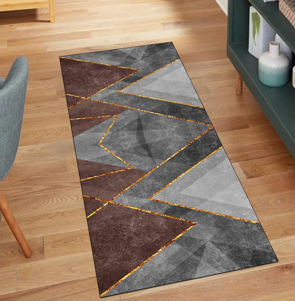 Alfombra antideslizante para pasillo marrón 70x180 cm lavable