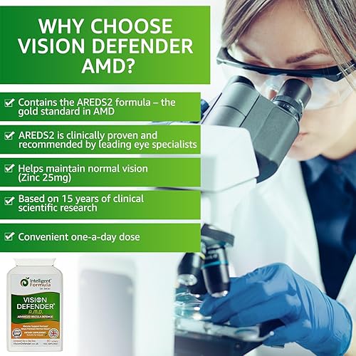 Miniatura 2 de Vision Defender AMD AREDS2 Vitaminas para los ojos  Fórmula AREDS 2 exacta con luteína y zeaxantina, vitaminas C y E, zinc 25 mg y cobre  Suplemento