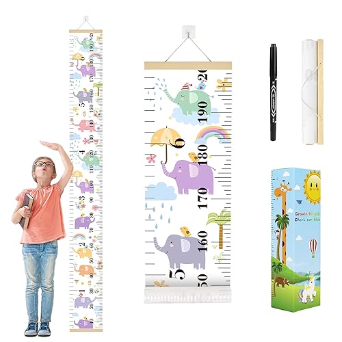 Miniatura 8 de Tabla de crecimiento para niños, regla de altura infantil para pared, marco de madera, regla de medición de altura de lona para habitación del bebé,