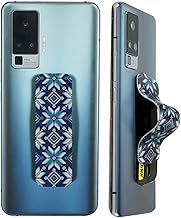 MO-GRIP Finger Grip Selfie Holder & Mobile Stand for iPhones & Android Smartphones - Blue Pattern