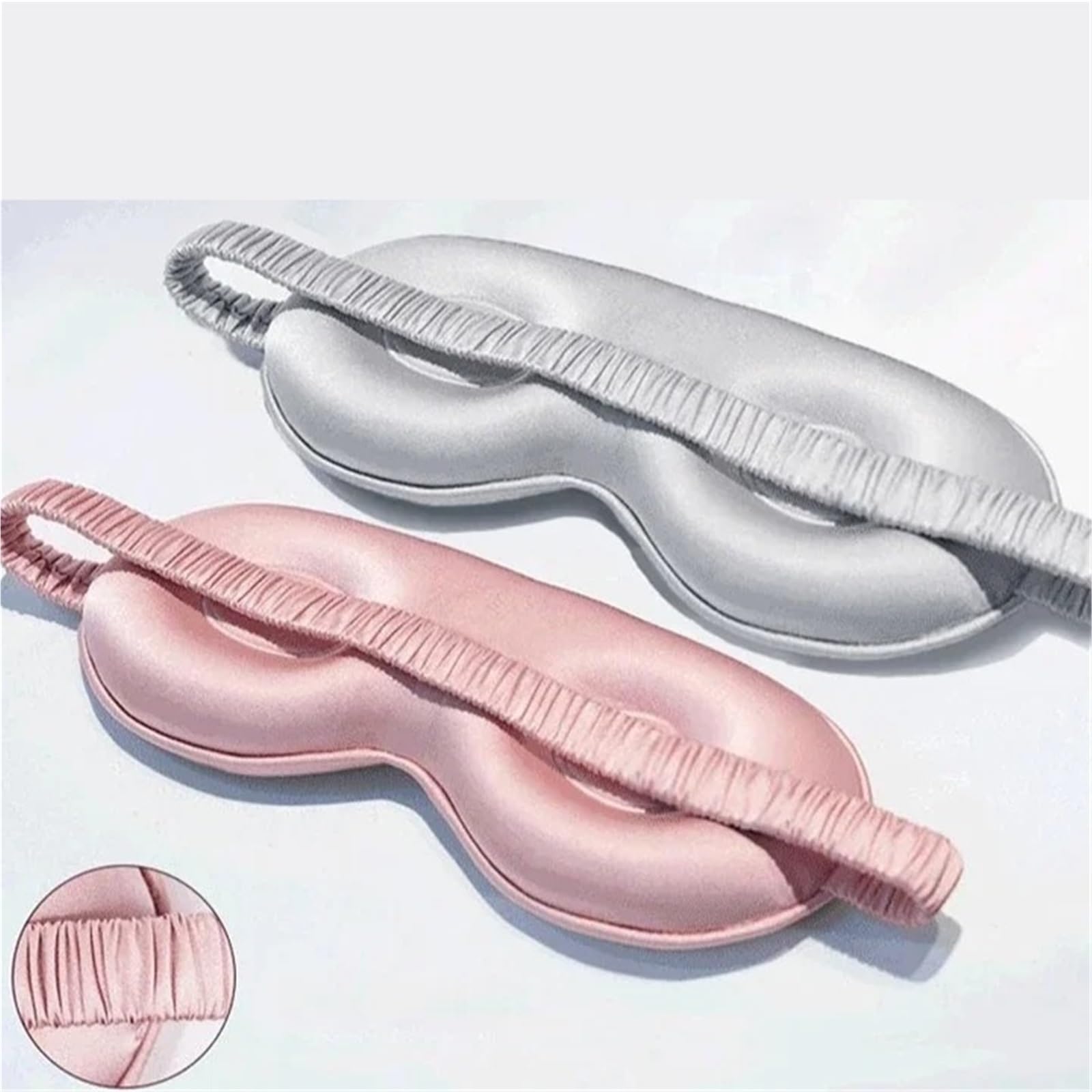 Antifaz De Seda Máscara de Ojos estereoscópica 3D de Seda Real, Antifaz de Seda Morera, Antifaz elástico sin presión for Dormir y Viajar para Siesta Meditación Descanso(Blsck)