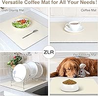 Vista 6 de ZLR Tapete de barra de café para encimeras (16 x 24 pulgadas, XL) – Tapete absorbente para secado de platos que oculta las manchas para máquinas