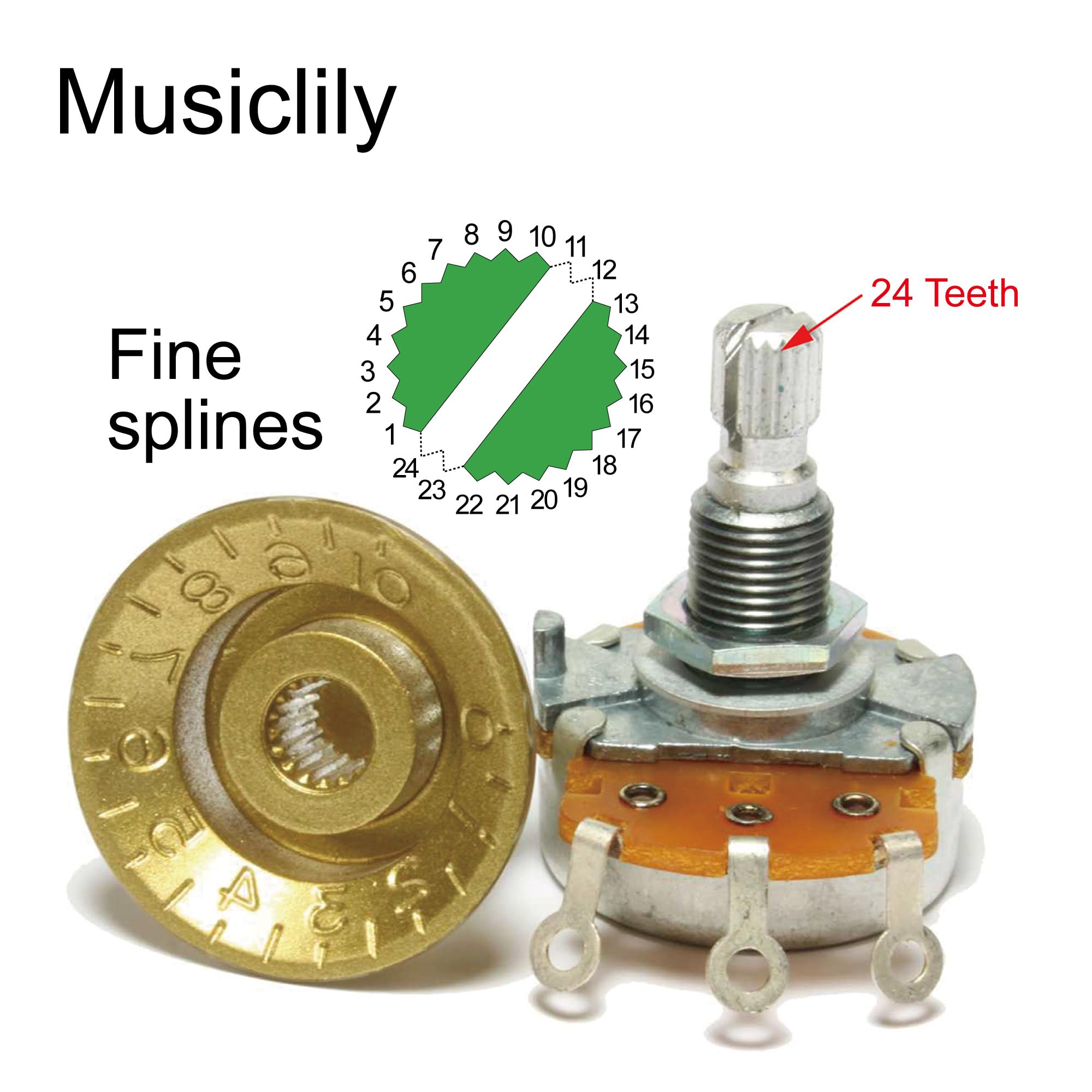 Amazon.com: Musiclily Pro Inch Fine 24 Splines Steel Flat