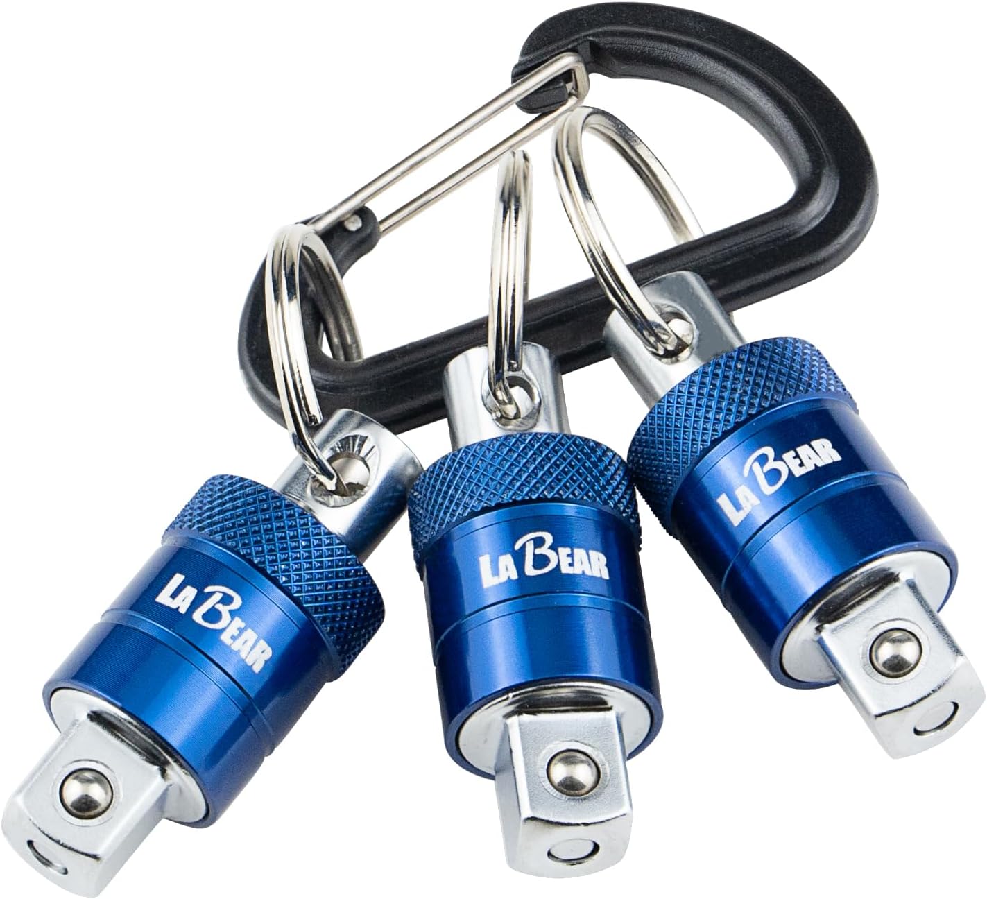 LABEAR- Socket Holder Keychain 3pc - 3/8" Socket Organizer with Quick Release and Clip - Perfect Impact Wrench and Toolbox Accessories for Construction Workers, Linemen, Mechanics and Carpenters