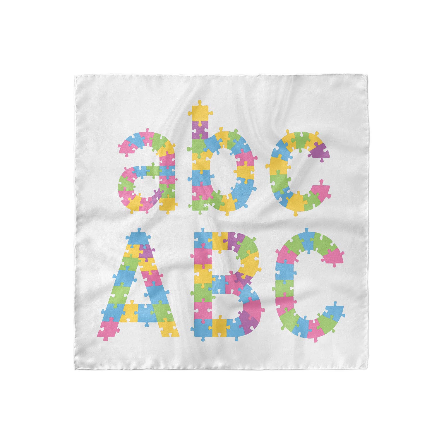 ABC Puzzle Headscarf, Colorful Jigsaw Letters, Hijab Scarf