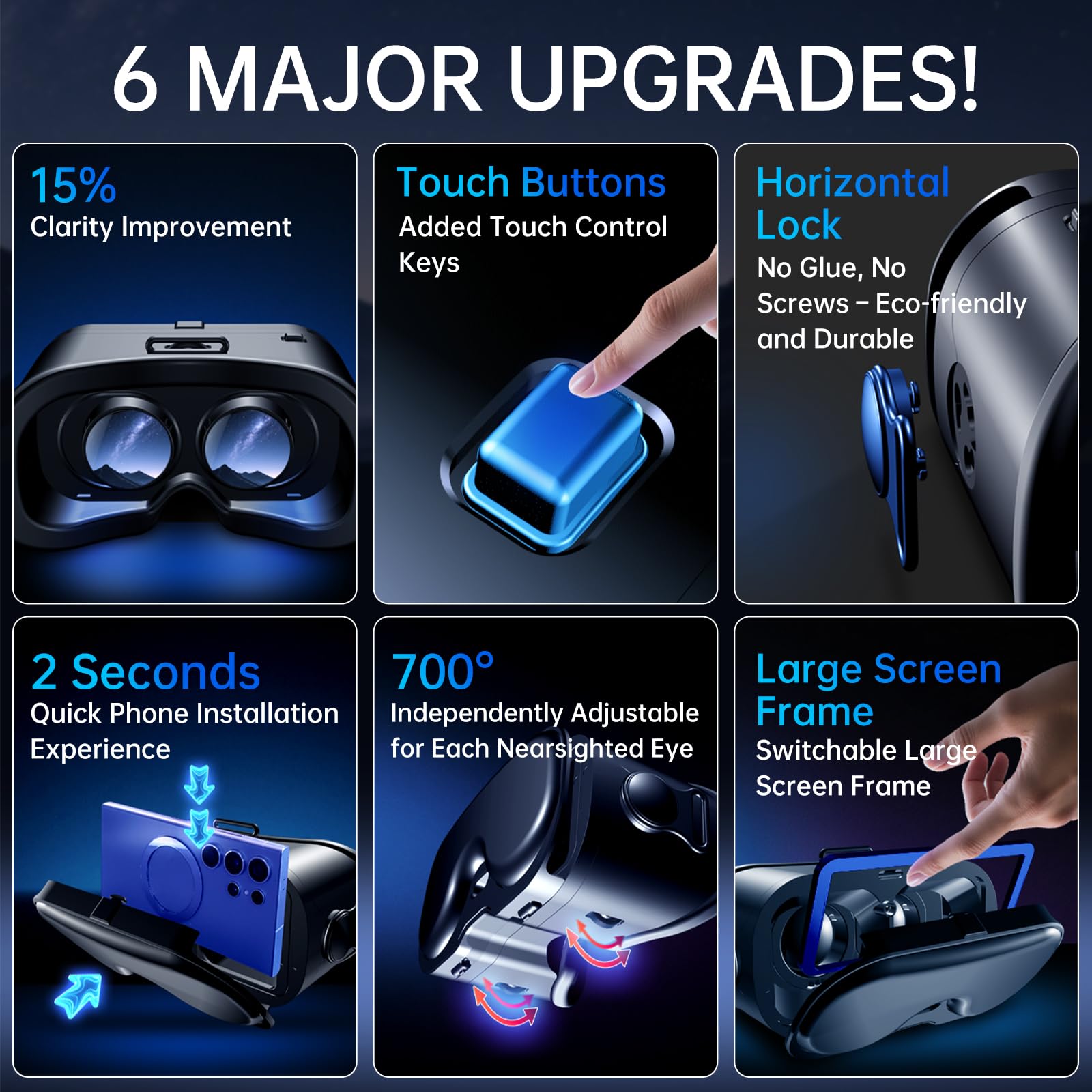 Auriculares VR para teléfono con controlador, gafas 3D ajustables compatibles de 5 a 7 pulgadas, lentes HD con protección contra ojos azules, para juegos móviles y películas