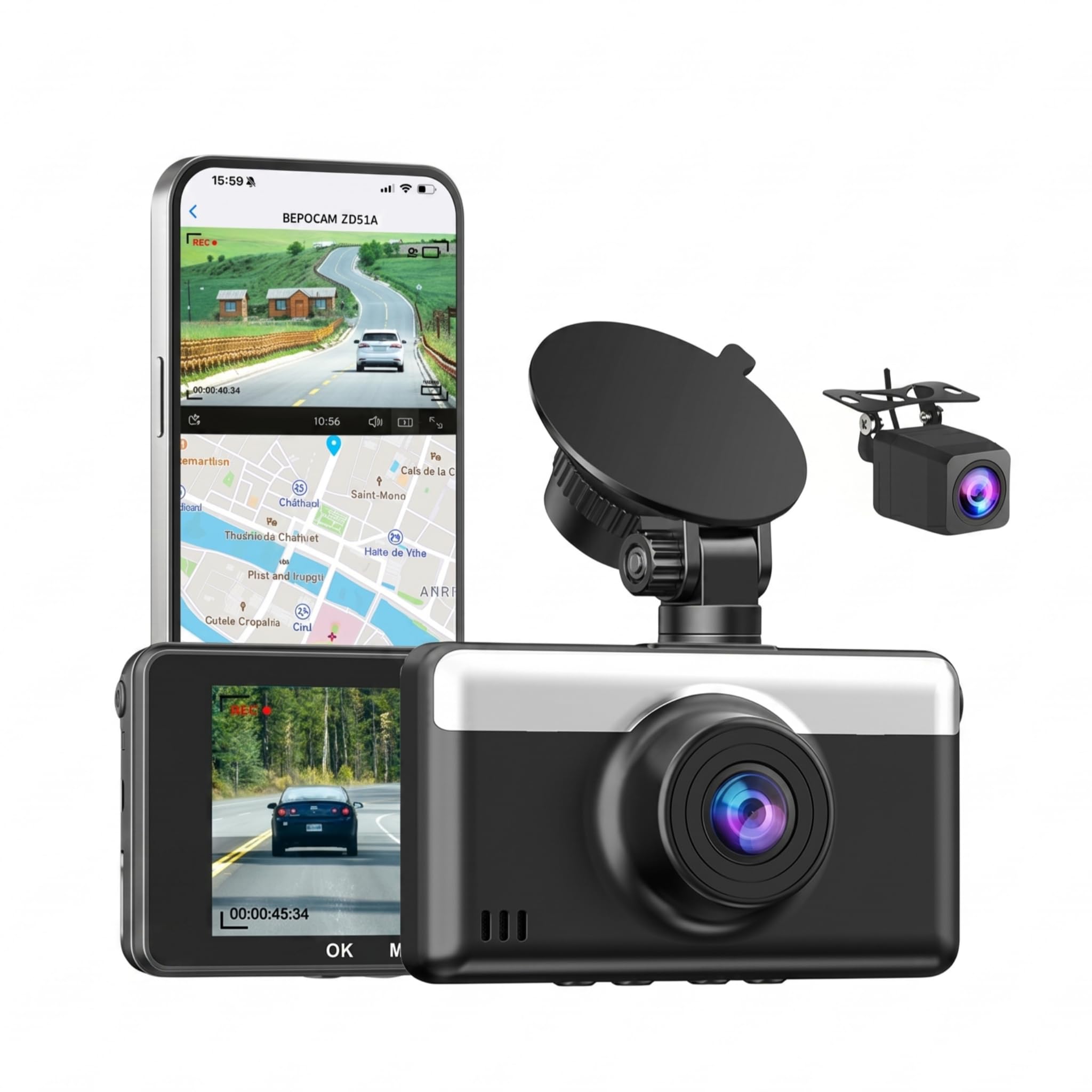GUOH 4K Dash Cam Front and Rear for Buick Envista 2024 2025 Dual Driving Recorder with WiFi App and 3" IPS Screen,dual camera