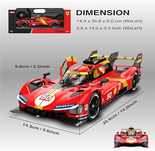 Miniatura 2 de Voltz Toys Coche RC Le Mans a escala 114 con licencia Ferrari 499P a control remoto modelo de auto de juguete para niños y adultos con puertas
