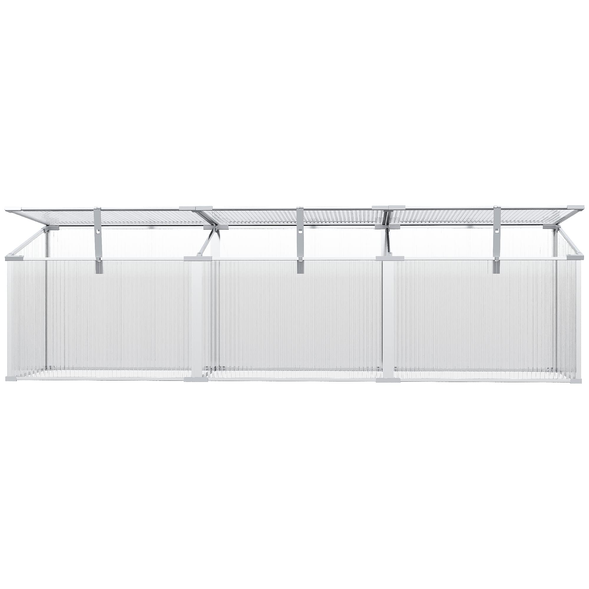 Outsunny Frühbeet Alu, Frühbeetkasten mit Verstellbarem Dach Pflanzbeet mit UV-Schutz, Mini Gewächshaus für Garten, Balkon, Silber, 180 x 51 x 51 cm