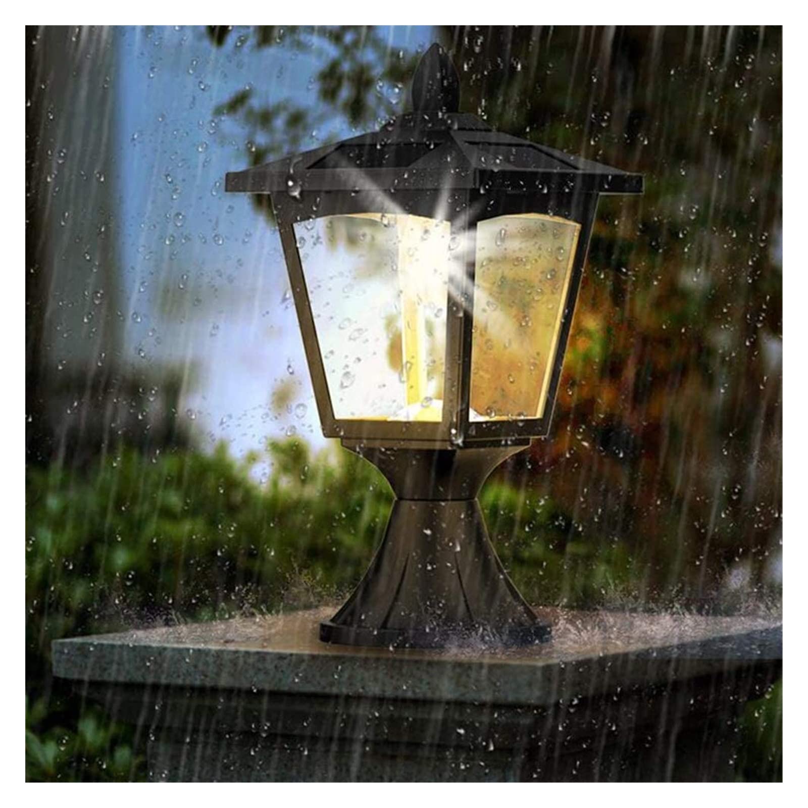 Lampada da cortile Luci a colonna solare Luce pressofusa per esterni Lampada da palo in alluminio impermeabile Luci da patio per villa Illuminazione da giardino Decorazione Evidenziare Lampada da