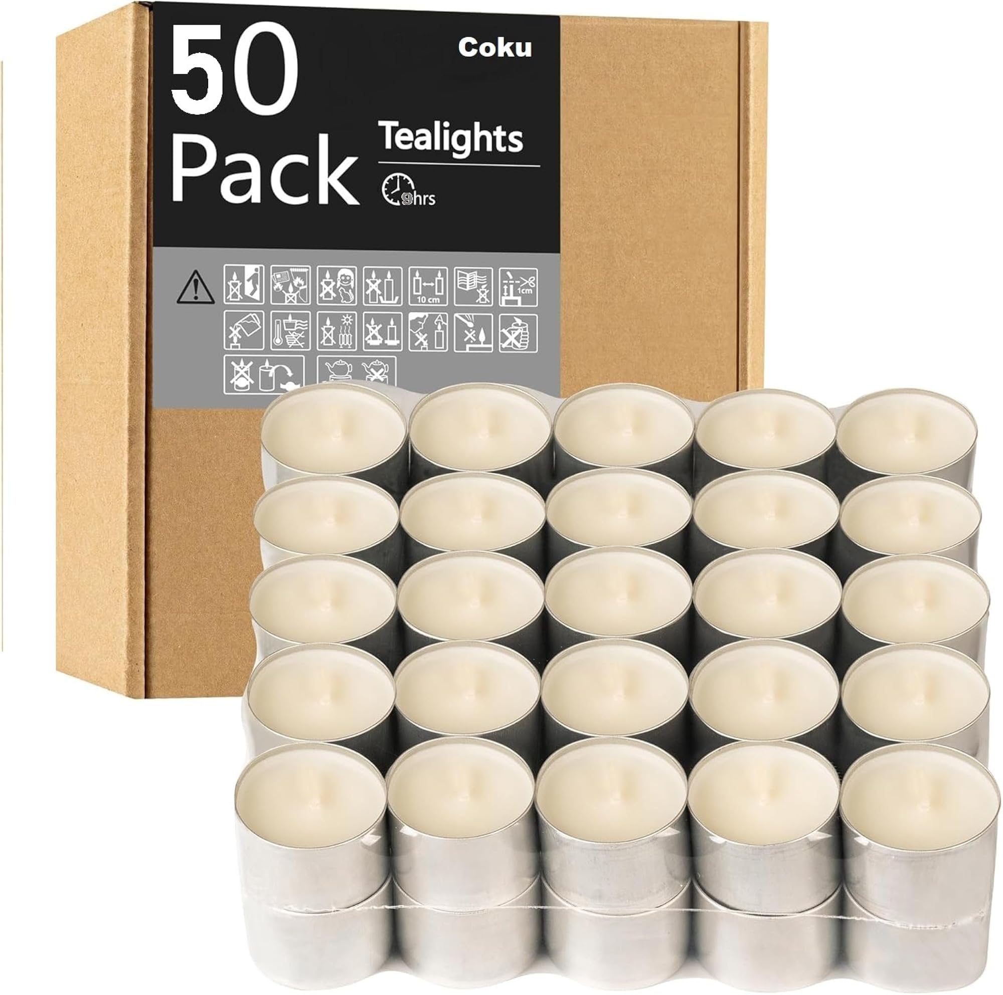 Unscented Wax Tea Light Candles, Bulk Pack